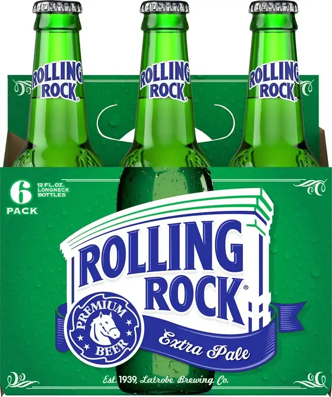Rolling Rock Lager Beer 6 Pack, 12 fl oz Bottles