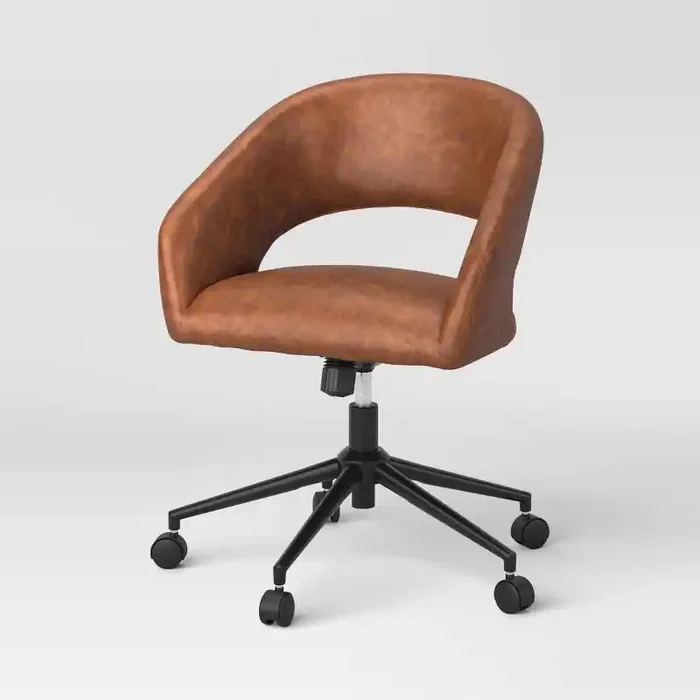 Rolling Swivel Barrel Back Office Chair Walnut Brown – Room Essentials™