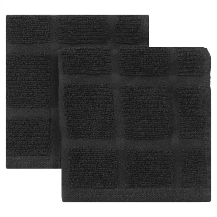 Room & Retreat 2pk Solid Dish Cloth Black, 12 in x 12 in