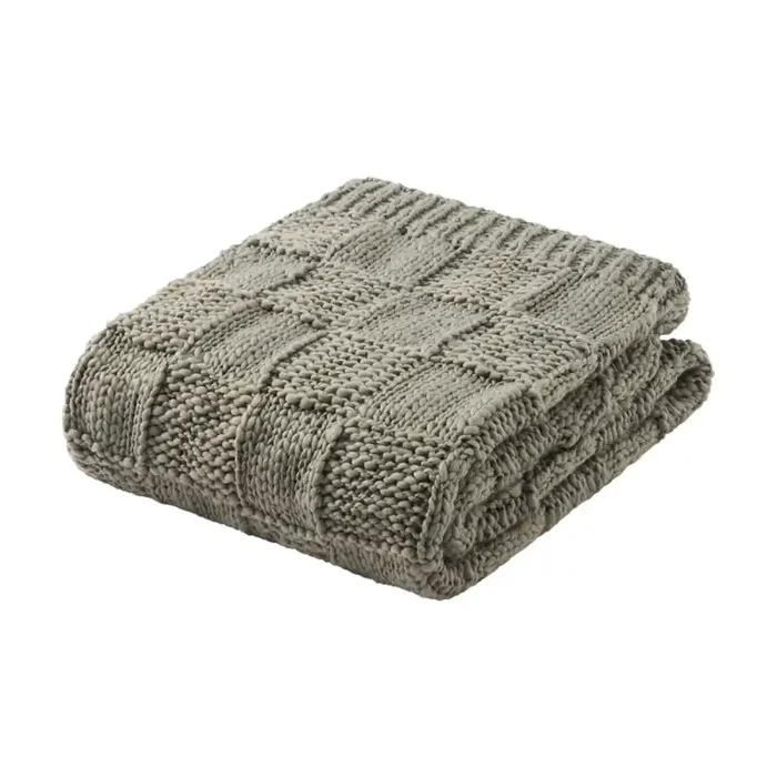 Room & Retreat Check Knit Throw, 50 in x 60 in, Gray