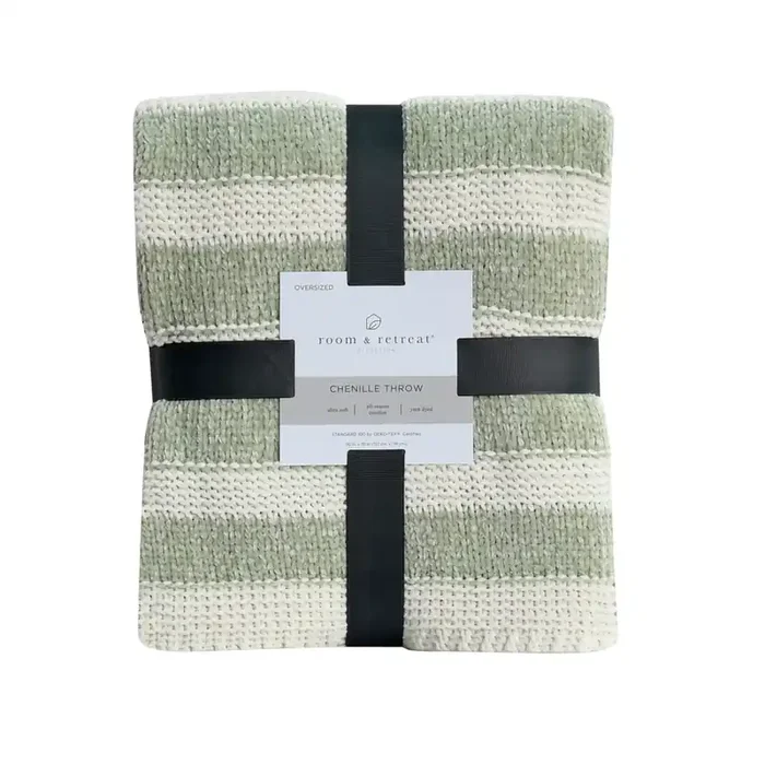 Room & Retreat Chenille Stripe Throw 50 in x 70 in