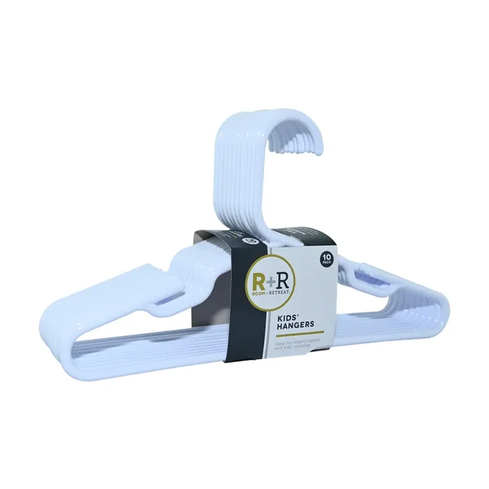 Room & Retreat R+R Kids Hangers, White, 10 Count