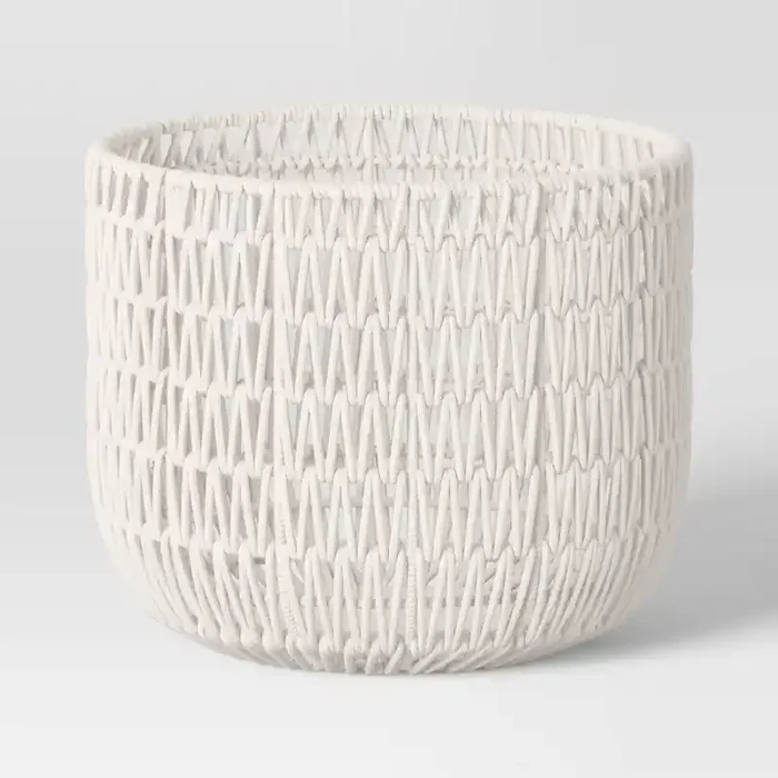 Rope Basket Cream – Threshold™ Handcrafted Polyester & Cotton, Storage for Blankets, Spot Clean, 12″x16″