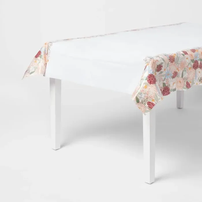 Rose Gold Floral Border Printed Table Cover 1ct – Spritz™