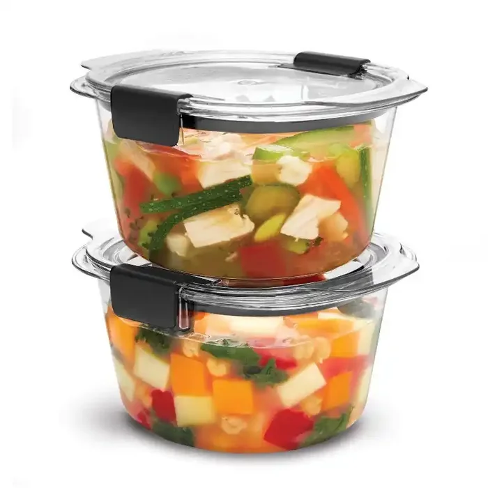 Rubbermaid 2pk 3.5c Brilliance Round Food Storage Containers Clear Plastic, Dishwasher-Safe