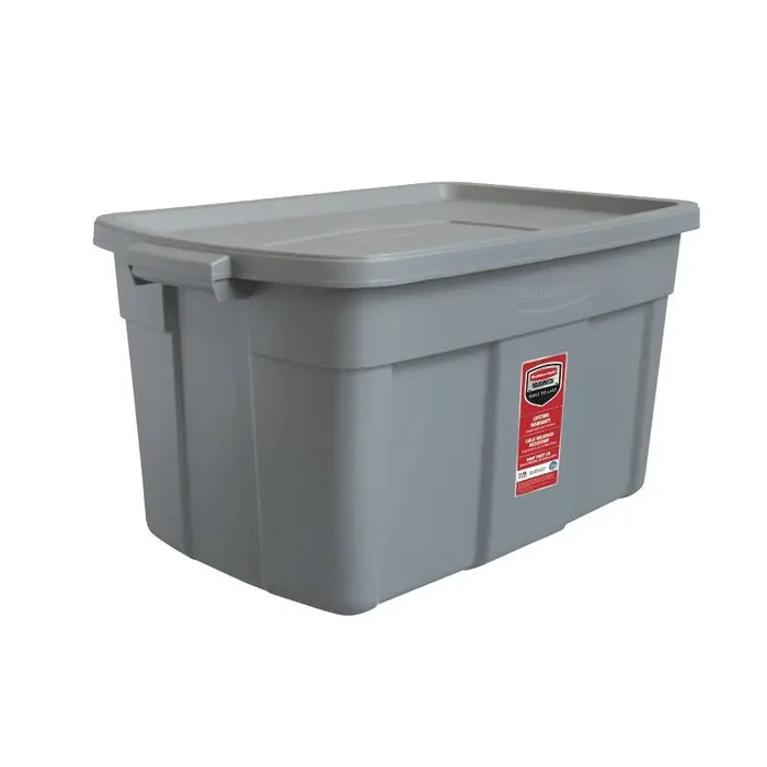 Rubbermaid 31gal Roughneck Storage Tote Gray Polyethylene, Handles, Nesting, Lidded, Stackable, Utility Storage Tubs