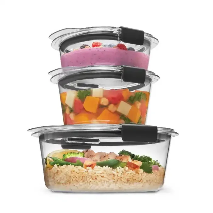 Rubbermaid 6pc Brilliance Round Food Storage Container Set Plastic Containers with Lids, Dishwasher-Safe, Clear