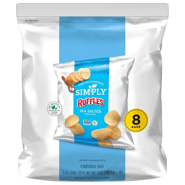 Ruffles Simply Potato Chips Sea Salt 7/8 Oz 8 Count