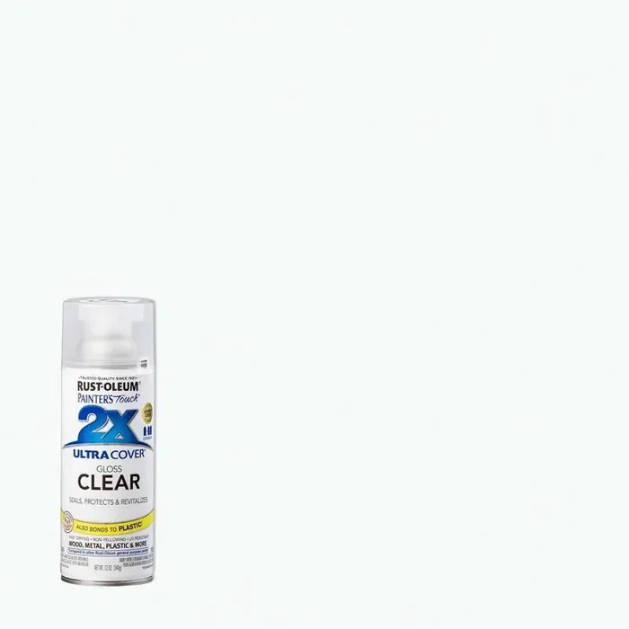 Rust-Oleum 12oz Painters Touch 2X Ultra Cover Spray Paint Clear Glossy Enamel for Interior & Exterior Surfaces