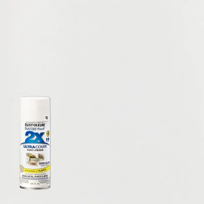 Rust-Oleum 12oz Painters Touch 2X Ultra Cover Spray Paint Ivory Semi-Gloss Enamel for Interior & Exterior Surfaces