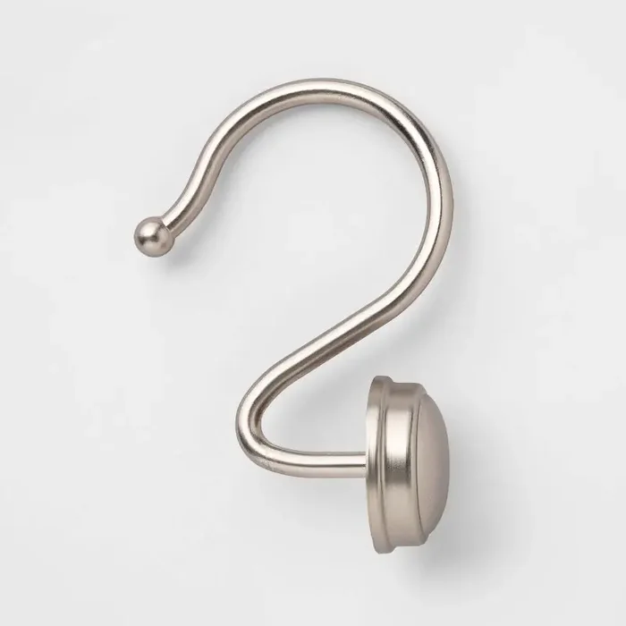 Rust Proof Button Shower Hook Nickel – Threshold™ Zinc Alloy, Nickel-Plated, 12-Pack Curtain Rings