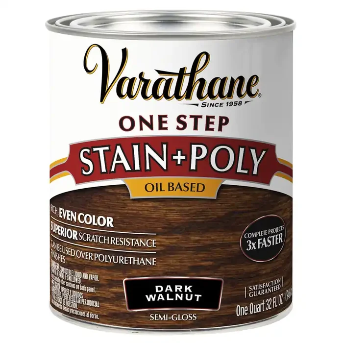 Rustoleum Varathane One Step Stain and Poly Oil Based – 225250H, Quart, Dark Walnut
