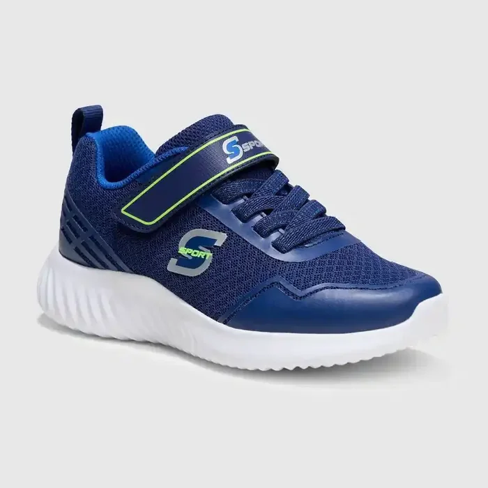 S Sport By Skechers Kids‘ Rayner Sneakers – Navy Blue 3 Hook & Loop, Cushioned Insole, Closed Round Toe