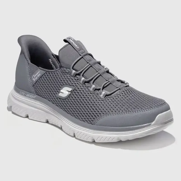 S Sport By Skechers Men‘s Moralis Step In Elastic Sneakers – Gray 11 Slip-On, Cushioned Insole, Machine Washable