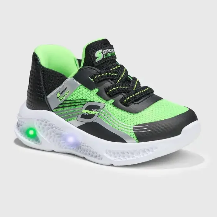 S Sport By Skechers Toddler Myles Sneakers – Lime Green 9T Slip-On, Light-Up, Cushioned Insole, Closed Round Toe