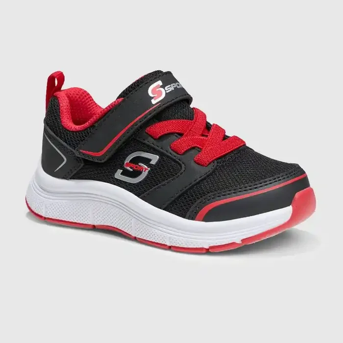 S Sport By Skechers Toddler Remmie Sneakers – Black 10T Hook & Loop, Cushioned Insole, Mesh Upper