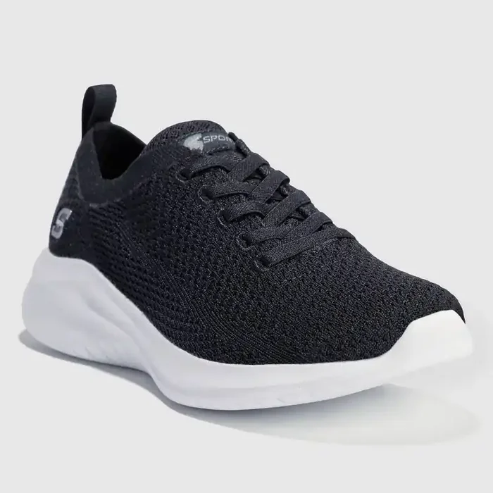 S Sport By Skechers Women‘s Resse 2.0 Elastic Gore Sneakers – Black 9 Cushioned Insole, Pull-On Design