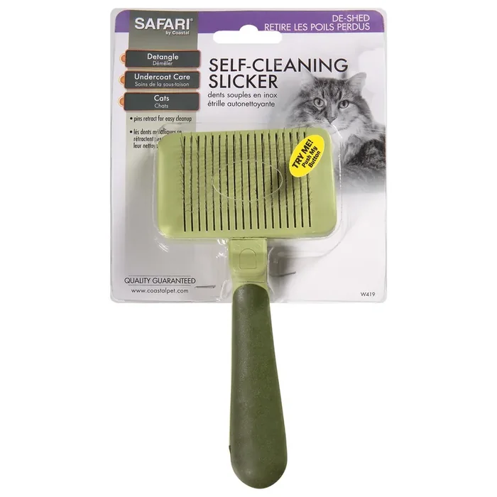 Safari by Coastal Cat Self-Cleaning Slicker Brush, No Color, One Size (7″ L x 3.25″ W)