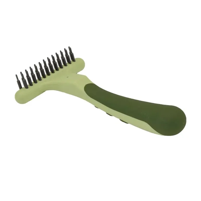 Safari by Coastal Dog Double Row Undercoat Rake, Green, Small (6.25 ” L x 3.5 ” W)