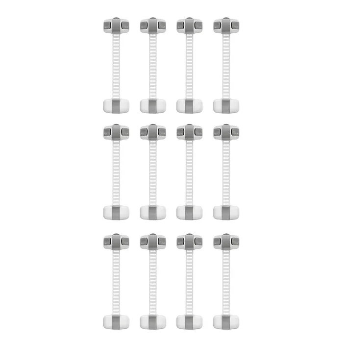 Safe O Kid Adjustable Large Multi Purpose Child Safety Lock Greay Pack of 12