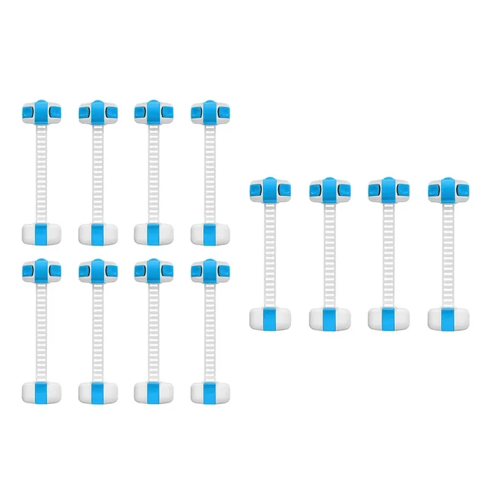 Safe O Kid Adjustable Medium Multi Purpose Child Safety Lock Blue Pack of 12