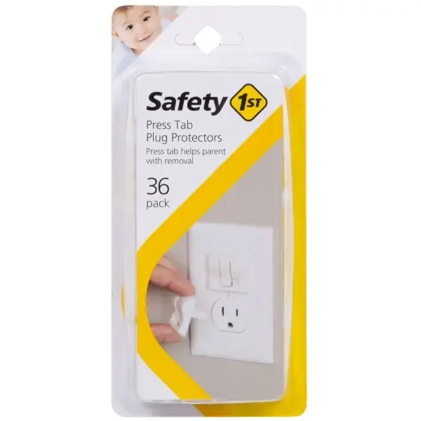 Safety 1ˢᵗ Press Tab Plug Protectors (36pk), White