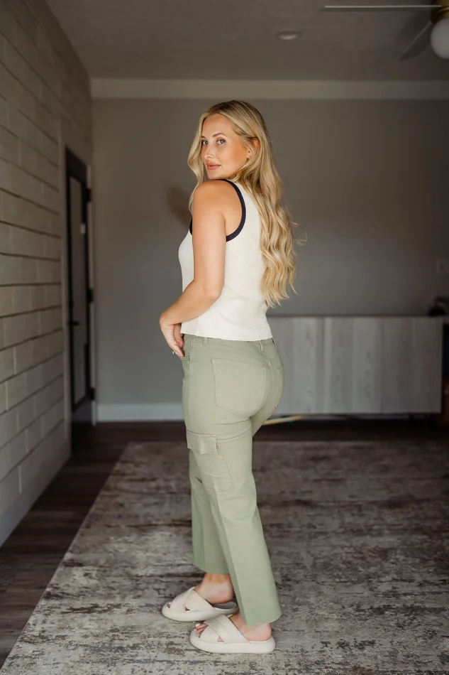 Sage Crop Cargo Pant