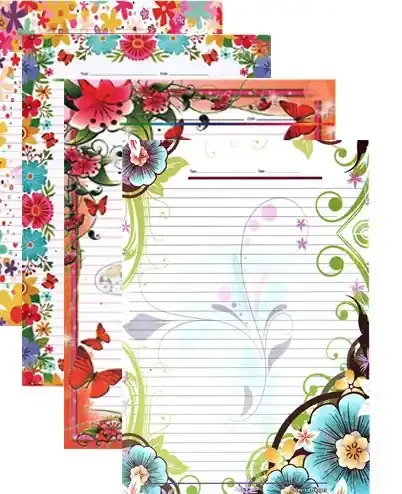 SAHARANPUR HANDICRAFTS Art and Craft One Side Ruled Lines A4 Multipurpose Colour Paper Sheet for Assignment-Pack of 40 Sheets