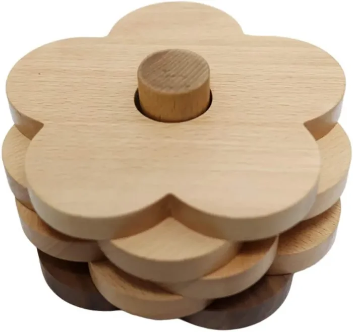 SAHARANPUR HANDICRAFTS Set of 4 Mango Wood Coasters – Handcrafted Drink Coasters 3.1 x 3.1 inches (Model-14)