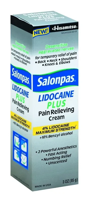 Salonpas Lidocaine Plus Pain Relieving Cream, 3 Ounce Tube