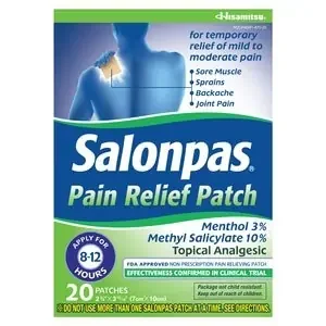 Salonpas Pain Relief Patch, 12-Hour Mild To Moderate Pain Relief, 20 Ct