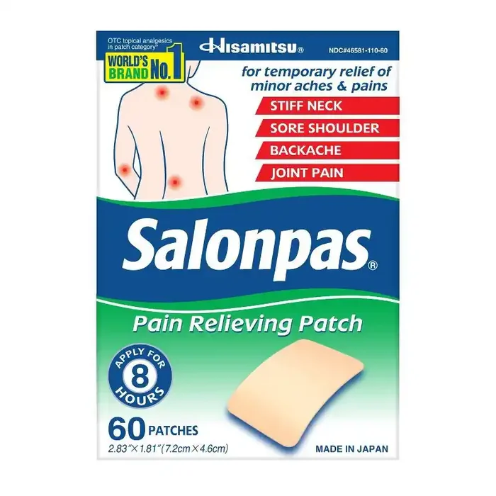 Salonpas Pain Relieving Patch – 8 Hour Pain Relief – 60ct