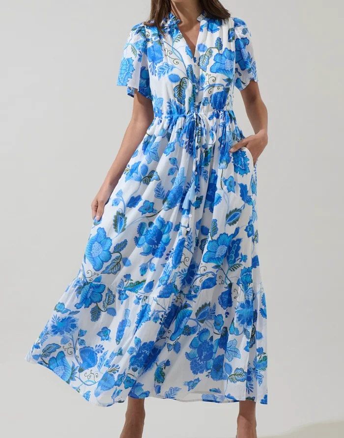 Samian Floral Kissa Button Down Maxi Dress