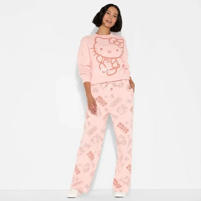 Sanrio Women‘s Hello Kitty Fleece Graphic Pullover Sweatshirt – Pink S