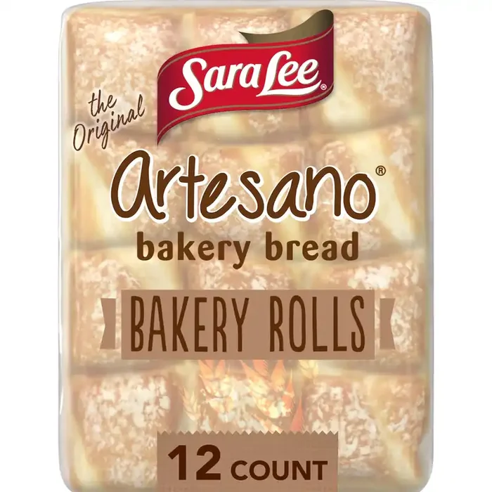 Sara Lee Artesano White Bakery Rolls, 12 count, Sliced Bread Dinner Rolls, 18 oz Bag