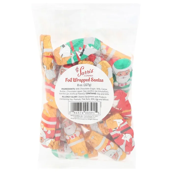 Sarris Candies Foil Wrapped Santas 8 oz