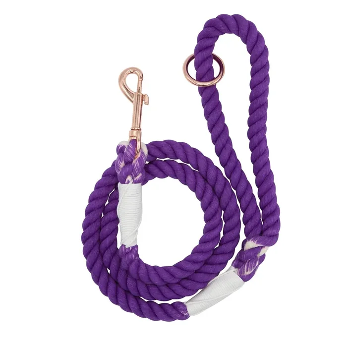 Sassy Woof Purple Rope Dog Leash 4-ft long