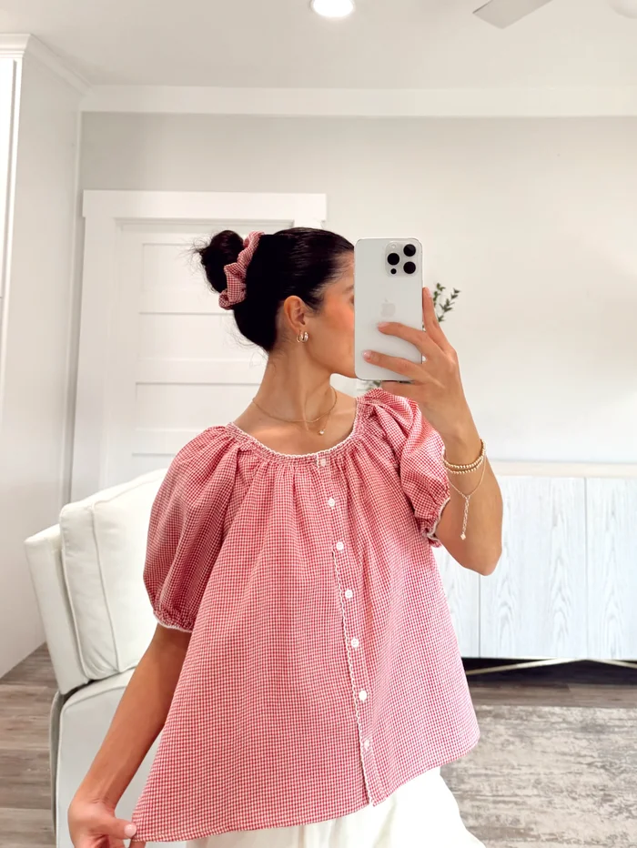 Scalloped Hem Top + Scrunchie Set