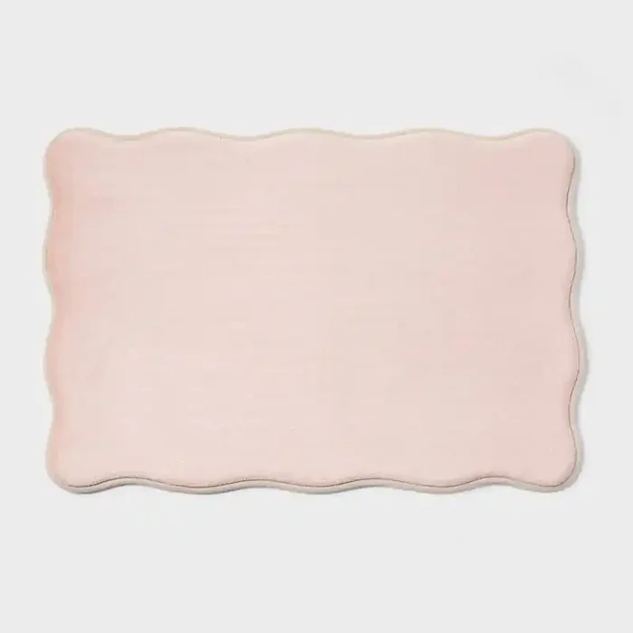 Scalloped Machine Washable Cushion Foam Bath Rug Pink – Room Essentials™