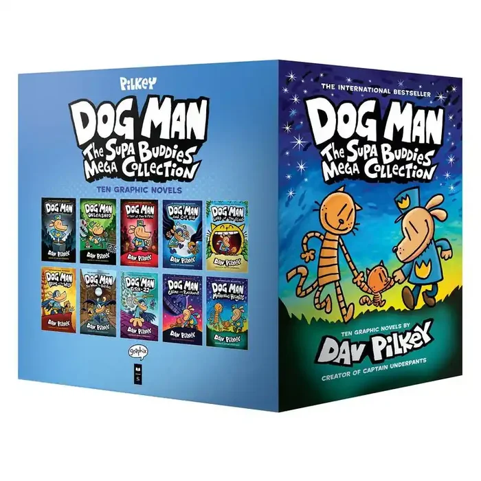 Scholastic Dog Man The Supa Buddies Mega Collection From the Creator of Captain Underpants (Dog Man 1-10 Boxed Set) – by Dav Pilkey (Paperback)