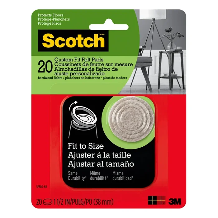 Scotch 1.5″ Custom Fit Felt Pads Beige
