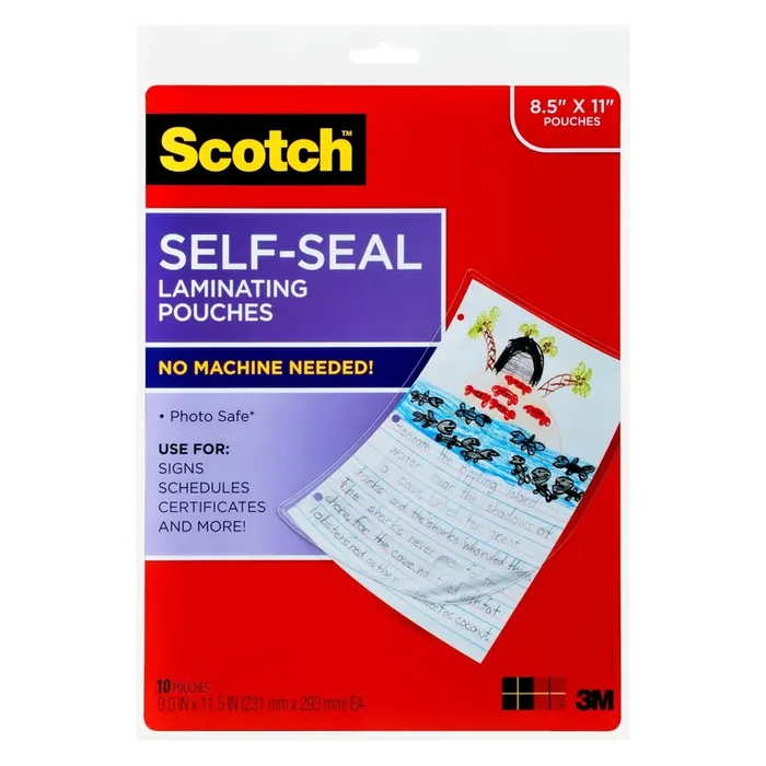 Scotch 10ct 8.5″ x 11″ Self-Seal Laminating Pouches