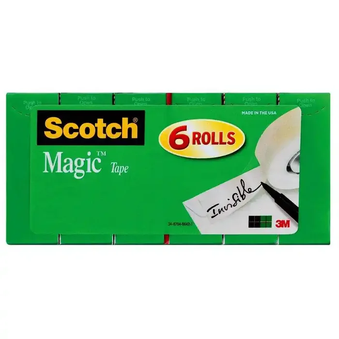 Scotch 6pk Magic Tape 3/4″x800″ Clear Tape Refills for Dispenser, Adhesive, 0.75″ Width, 800″ Length