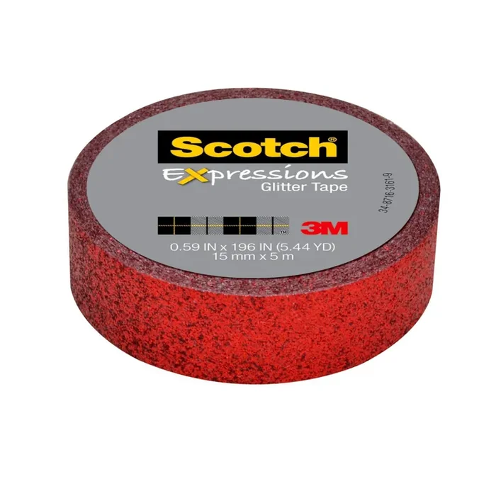 Scotch Expressions Glitter Tape 59 in X 196 In Red Glitter