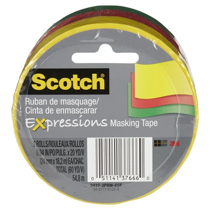 Scotch Expressions Masking Tape Red, Yellow, Green