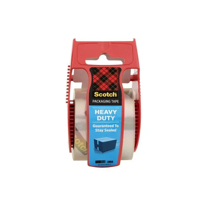 Scotch Heavy Duty Shipping Packaging Tape with Dispenser Clear Packing Tape, 1.88″ Width, 800″ Length, Plastic Material