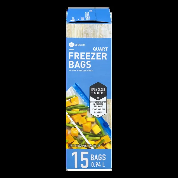 SE Grocers Slider Freezer Bags Quart