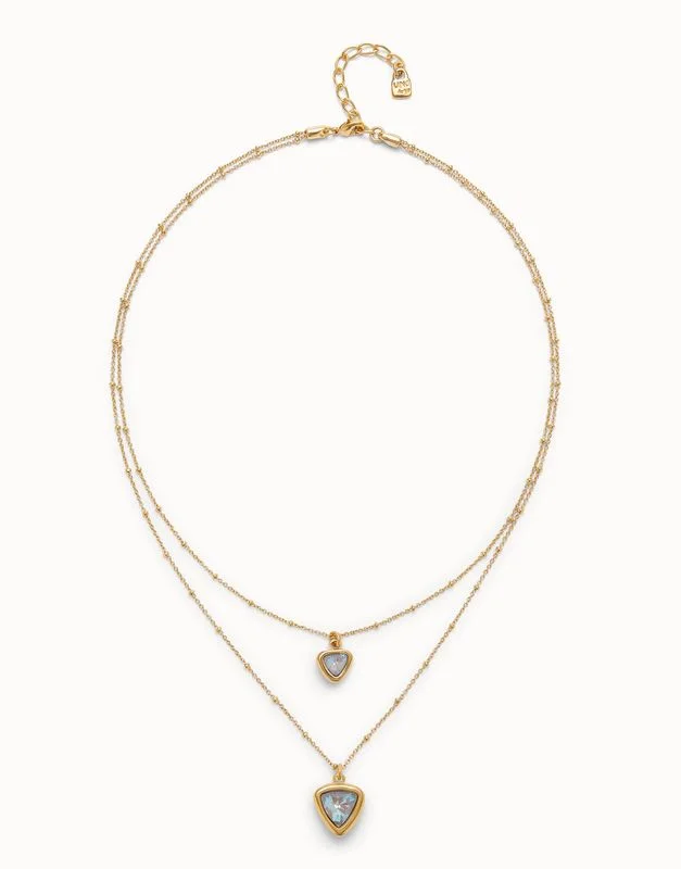 Ser Camaleónica Necklace Gold with Clear Blue Crystals