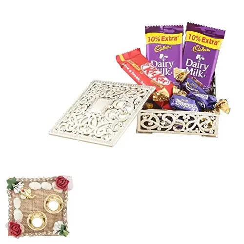 SFU E Com Choclairs & Nestle Chocolate Gift Box Premium Pooja Thali with Chocolate Hamper Chocolate Gift for Diwali, Bhai Dooj , New Year Pooja, Dhan Pooja 194