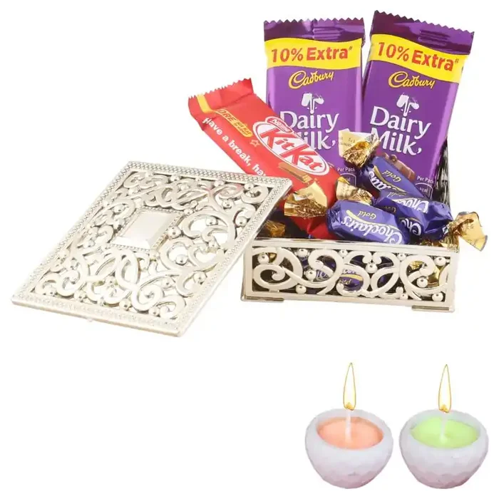 SFU E Com Dairy Milk & Nestle Chocolate Gift Box Diwali Chocolate Gift Premium Diwali Concreate Diya with Chocolate Hamper Chocolate Gift Hamper 196